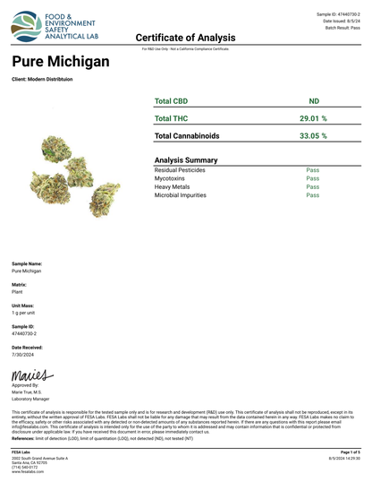 Pure Michigan AAAA+ Exotic THCa Flower - Hybrid