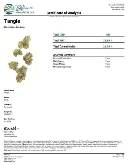 Tangie AAAA+ Exotic THCa Flower - Sativa Dom Hybrid